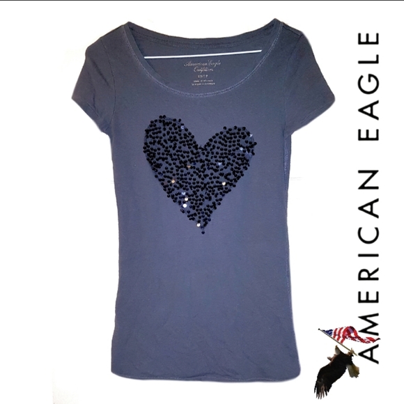 American Eagle Tee/Sequined Heart - Picture 16 of 17